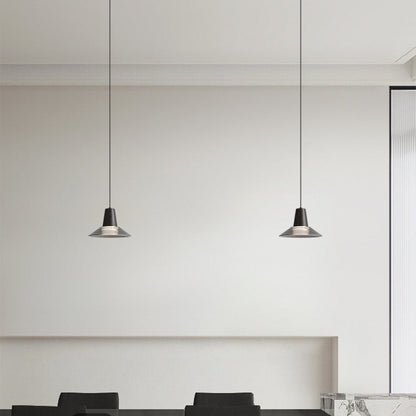 Modern Luxury Cone Shape Glass Brass LED Pendant Light For Living Room