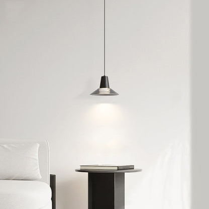 Modern Luxury Cone Shape Glass Brass LED Pendant Light For Living Room
