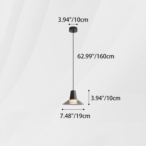 Modern Luxury Cone Shape Glass Brass LED Pendant Light For Living Room