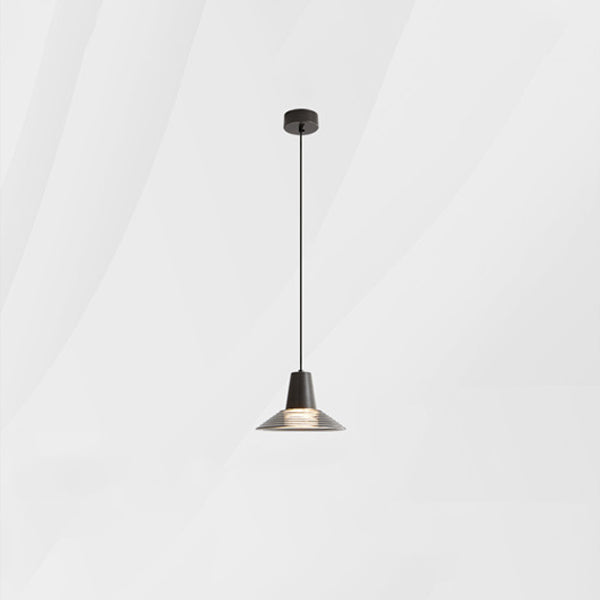 Modern Luxury Cone Shape Glass Brass LED Pendant Light For Living Room
