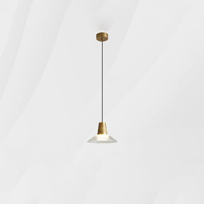 Modern Luxury Cone Shape Glass Brass LED Pendant Light For Living Room