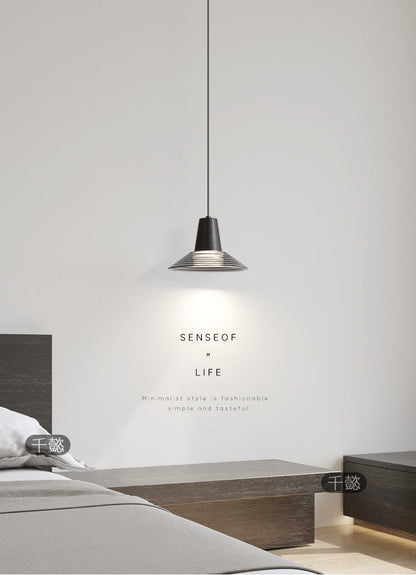 Modern Luxury Cone Shape Glass Brass LED Pendant Light For Living Room