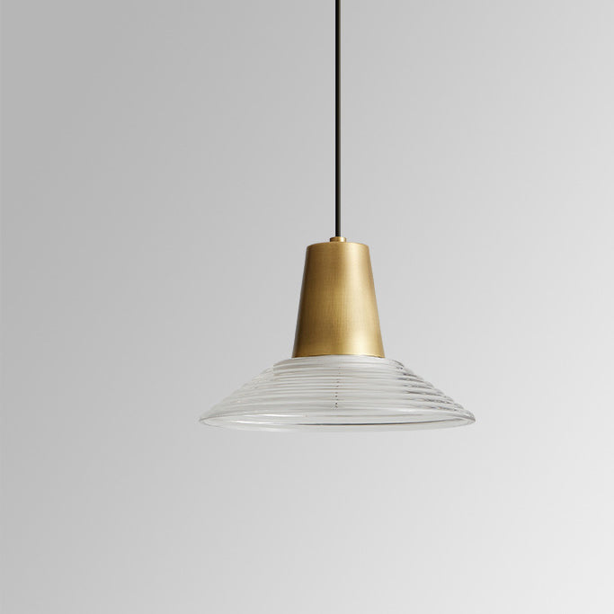 Modern Luxury Cone Shape Glass Brass LED Pendant Light For Living Room