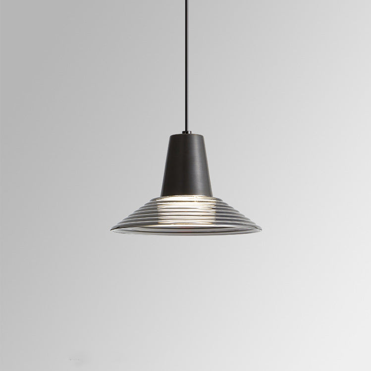 Modern Luxury Cone Shape Glass Brass LED Pendant Light For Living Room