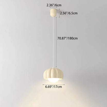 Contemporary Nordic Pumpkin Shape Resin Aluminum PE 1-Light Pendant Light For Bedroom