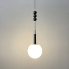 Contemporary Retro Iron Wood Glass Ball Dome 1-Light Pendant Light For Living Room