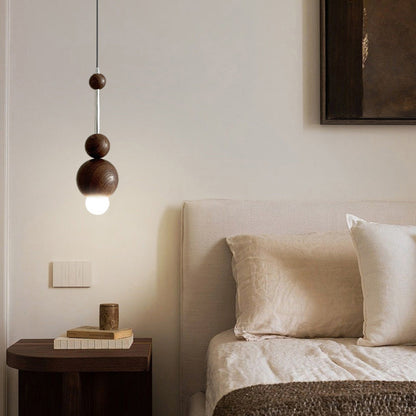 Contemporary Retro Iron Wood Glass Ball Dome 1-Light Pendant Light For Living Room