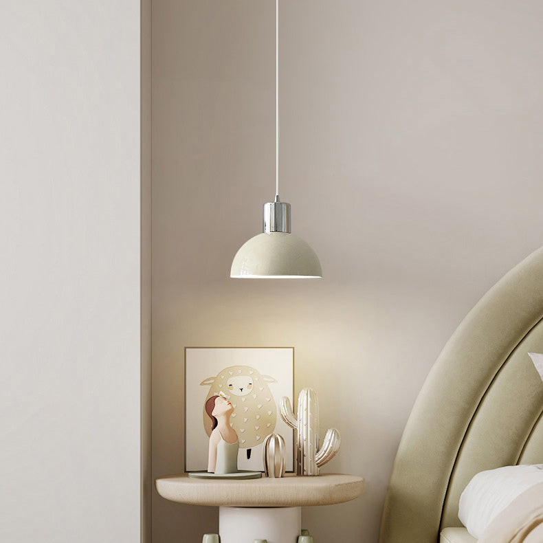 Contemporary Retro Iron Wood Glass Ball Dome 1-Light Pendant Light For Living Room