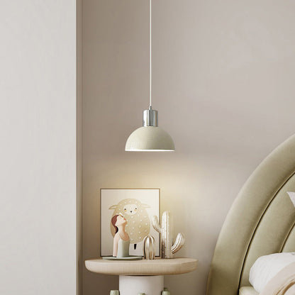 Contemporary Retro Iron Wood Glass Ball Dome 1-Light Pendant Light For Living Room