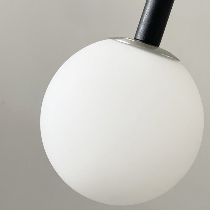 Contemporary Retro Iron Wood Glass Ball Dome 1-Light Pendant Light For Living Room