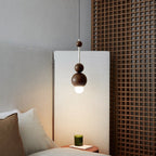 Contemporary Retro Iron Wood Glass Ball Dome 1-Light Pendant Light For Living Room