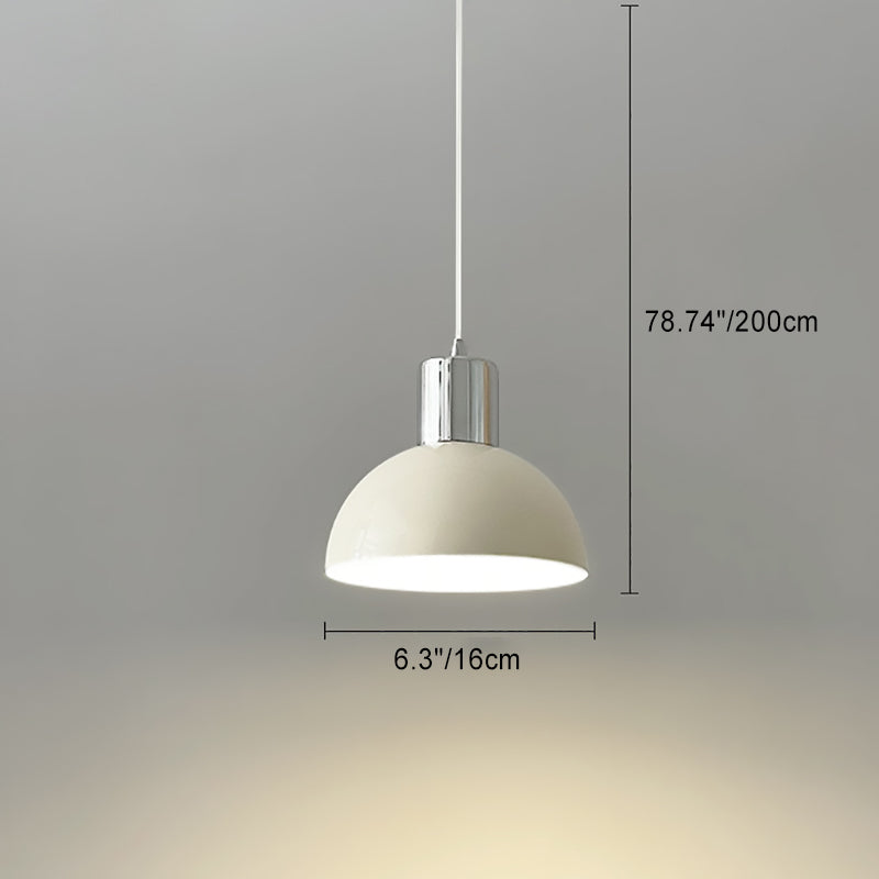 Contemporary Retro Iron Wood Glass Ball Dome 1-Light Pendant Light For Living Room