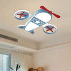Contemporary Creative Kids Cartoon Airplane Iron Acrylic LED Flush Mount Ceiling Light For Bedroom