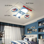 Contemporary Creative Kids Cartoon Airplane Iron Acrylic LED Flush Mount Ceiling Light For Bedroom