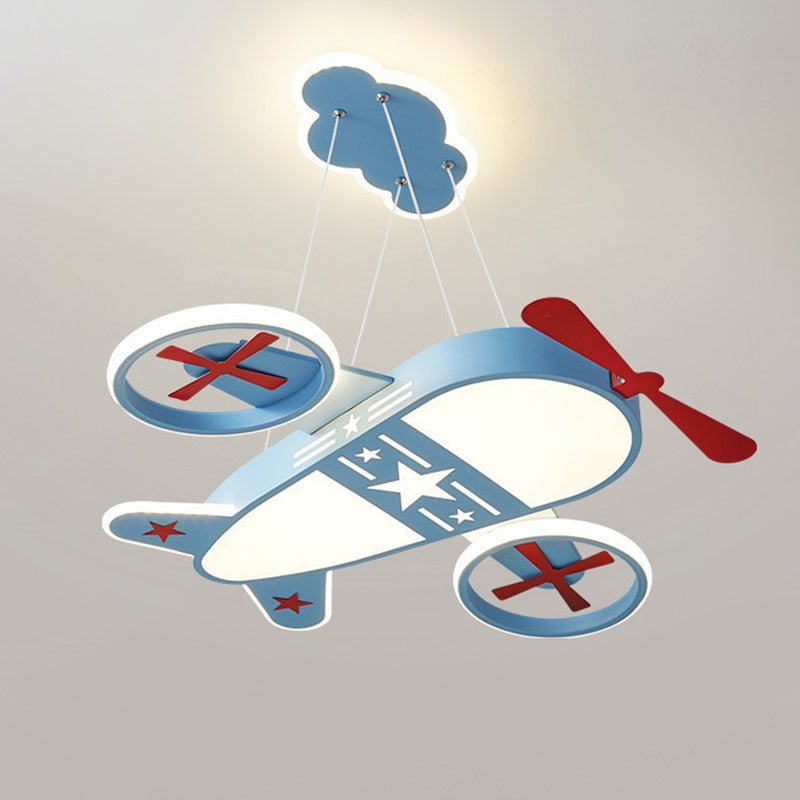 Lumendat Contemporary Creative Kids Cartoon Airplane Iron Acrylic LED Chandelier For Bedroom Lumendat
