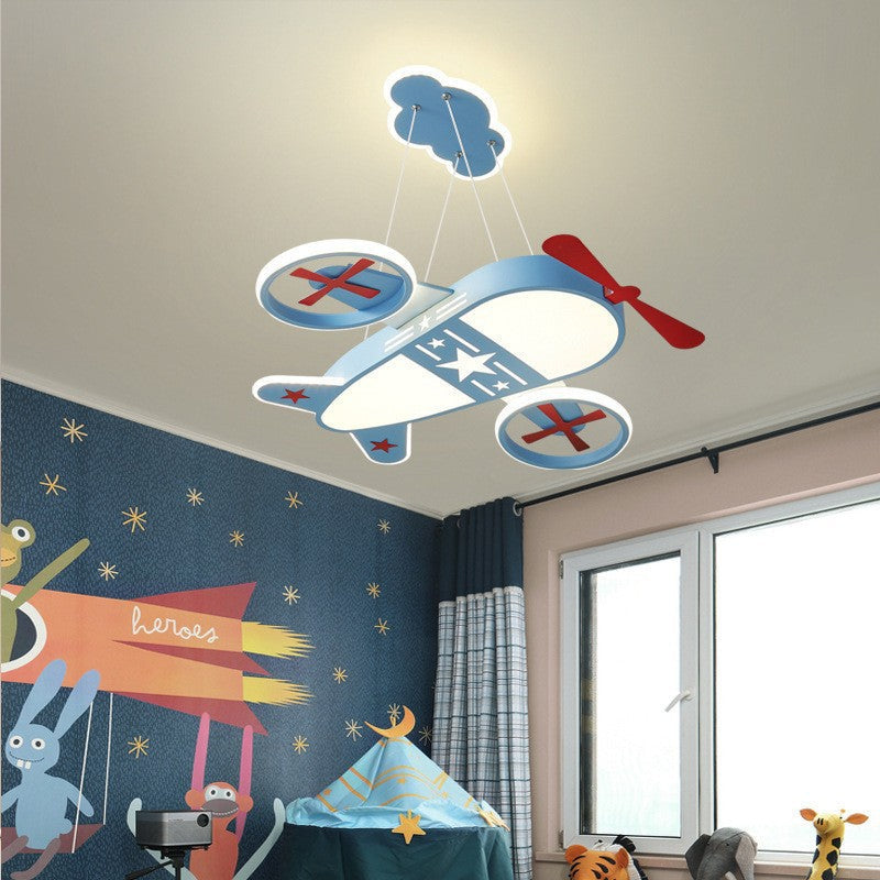 Lumendat Contemporary Creative Kids Cartoon Airplane Iron Acrylic LED Chandelier For Bedroom Lumendat