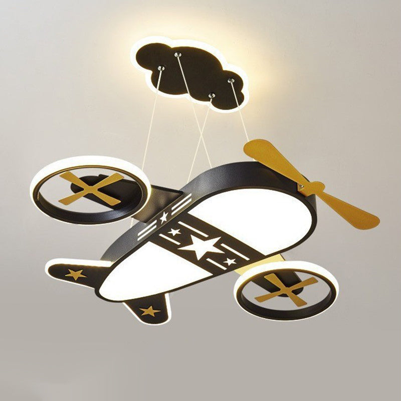 Lumendat Contemporary Creative Kids Cartoon Airplane Iron Acrylic LED Chandelier For Bedroom Lumendat