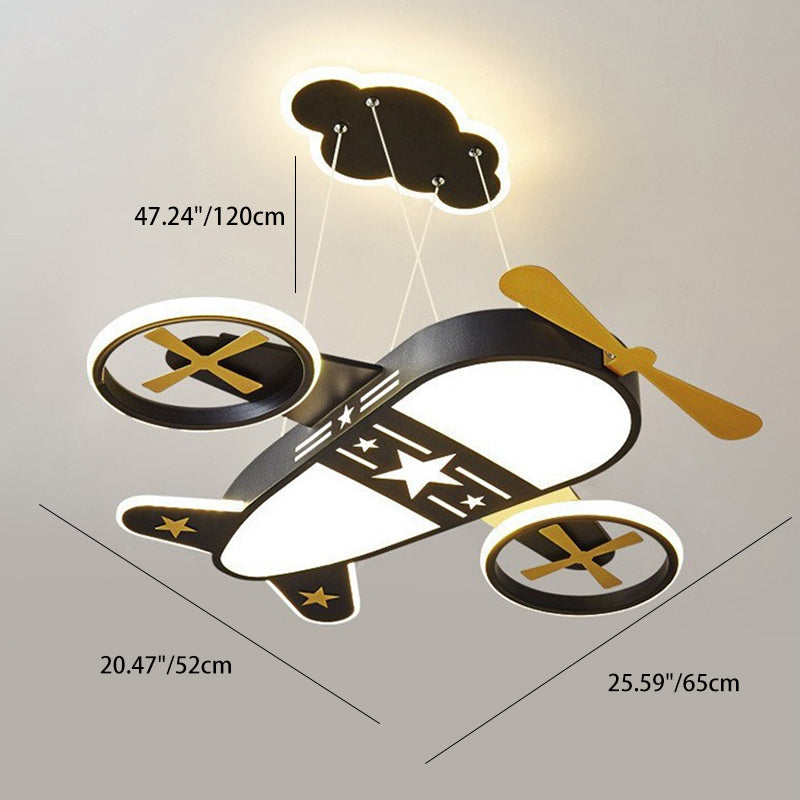 Lumendat Contemporary Creative Kids Cartoon Airplane Iron Acrylic LED Chandelier For Bedroom Lumendat