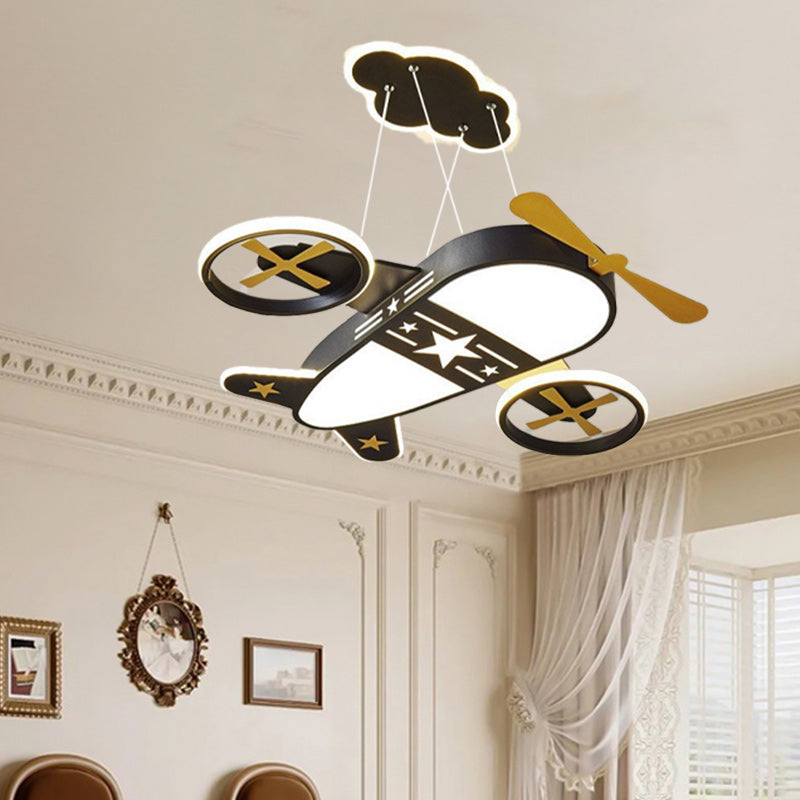 Lumendat Contemporary Creative Kids Cartoon Airplane Iron Acrylic LED Chandelier For Bedroom Lumendat