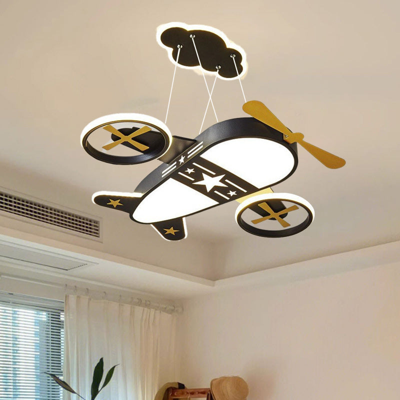 Lumendat Contemporary Creative Kids Cartoon Airplane Iron Acrylic LED Chandelier For Bedroom Lumendat
