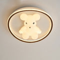 Contemporary Creative Kids Cartoon Bear Round Square Polygon Shape Aluminum PE LED Semi-Flush Mount Ceiling Light For Living Room