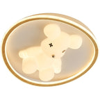 Contemporary Creative Kids Cartoon Bear Round Square Polygon Shape Aluminum PE LED Semi-Flush Mount Ceiling Light For Living Room