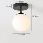 Modern Minimalist Iron Glass Globe 1-Light Semi-Flush Mount Ceiling Light For Living Room