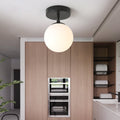 Modern Minimalist Iron Glass Globe 1-Light Semi-Flush Mount Ceiling Light For Living Room