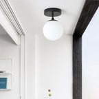 Modern Minimalist Iron Glass Globe 1-Light Semi-Flush Mount Ceiling Light For Living Room