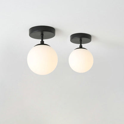 Modern Minimalist Iron Glass Globe 1-Light Semi-Flush Mount Ceiling Light For Living Room