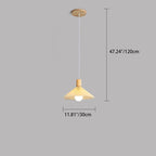 Contemporary Nordic Cone Pleated Fabric Wood 1-Light Pendant Light For Living Room