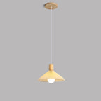 Contemporary Nordic Cone Pleated Fabric Wood 1-Light Pendant Light For Living Room