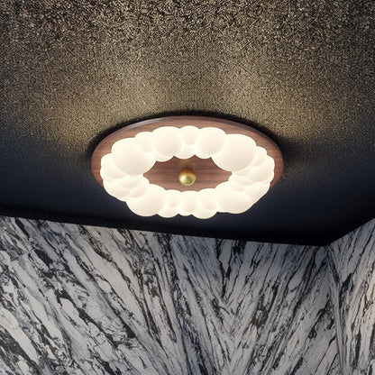 Contemporary Retro Iron PE Square Round Rectangular Bubble LED Flush Mount Ceiling Light For Bedroom