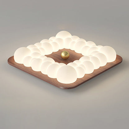 Contemporary Retro Iron PE Square Round Rectangular Bubble LED Flush Mount Ceiling Light For Bedroom