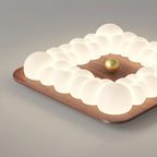 Contemporary Retro Iron PE Square Round Rectangular Bubble LED Flush Mount Ceiling Light For Bedroom