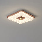 Contemporary Retro Iron PE Square Round Rectangular Bubble LED Flush Mount Ceiling Light For Bedroom