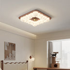 Contemporary Retro Iron PE Square Round Rectangular Bubble LED Flush Mount Ceiling Light For Bedroom