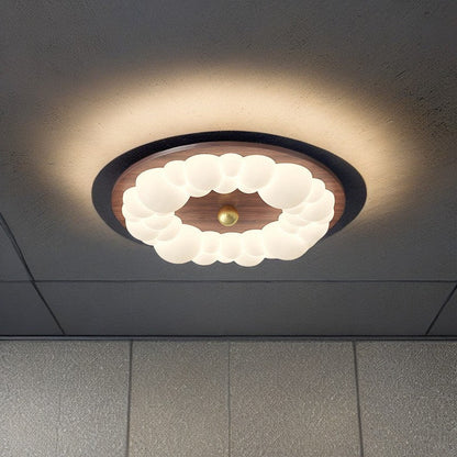 Contemporary Retro Iron PE Square Round Rectangular Bubble LED Flush Mount Ceiling Light For Bedroom