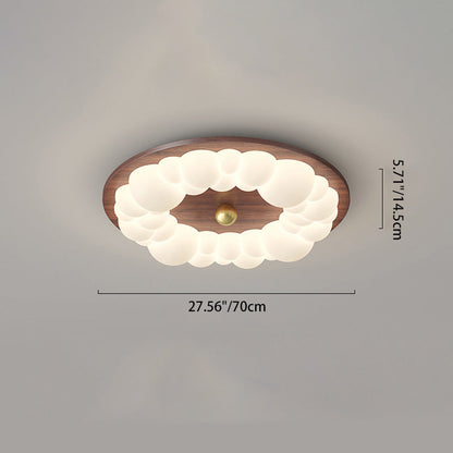Contemporary Retro Iron PE Square Round Rectangular Bubble LED Flush Mount Ceiling Light For Bedroom