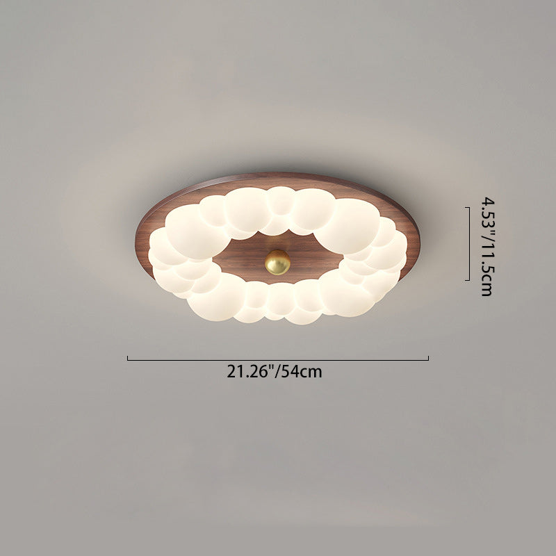 Contemporary Retro Iron PE Square Round Rectangular Bubble LED Flush Mount Ceiling Light For Bedroom