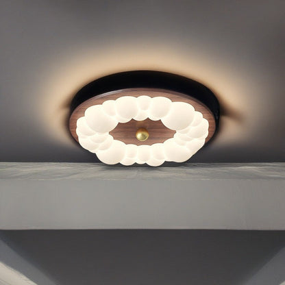 Contemporary Retro Iron PE Square Round Rectangular Bubble LED Flush Mount Ceiling Light For Bedroom