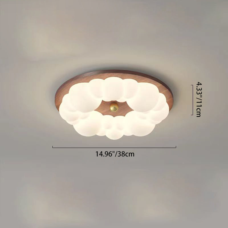 Contemporary Retro Iron PE Square Round Rectangular Bubble LED Flush Mount Ceiling Light For Bedroom