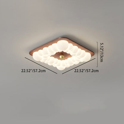 Contemporary Retro Iron PE Square Round Rectangular Bubble LED Flush Mount Ceiling Light For Bedroom
