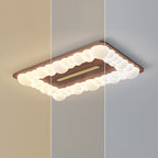 Contemporary Retro Iron PE Square Round Rectangular Bubble LED Flush Mount Ceiling Light For Bedroom
