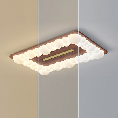 Contemporary Retro Iron PE Square Round Rectangular Bubble LED Flush Mount Ceiling Light For Bedroom