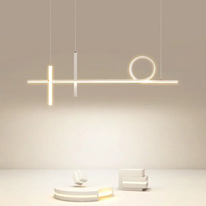 Modern Minimalist Long Strip Circle Acrylic Aluminum Iron LED Chandelier Island Light for Dining Room modern luxury lighting