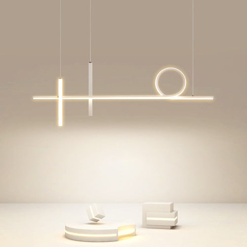 Modern Minimalist Long Strip Circle Acrylic Aluminum Iron LED Chandelier Island Light for Dining Room