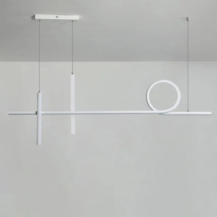 Modern Minimalist Long Strip Circle Acrylic Aluminum Iron LED Chandelier Island Light for Dining Room Lumendat