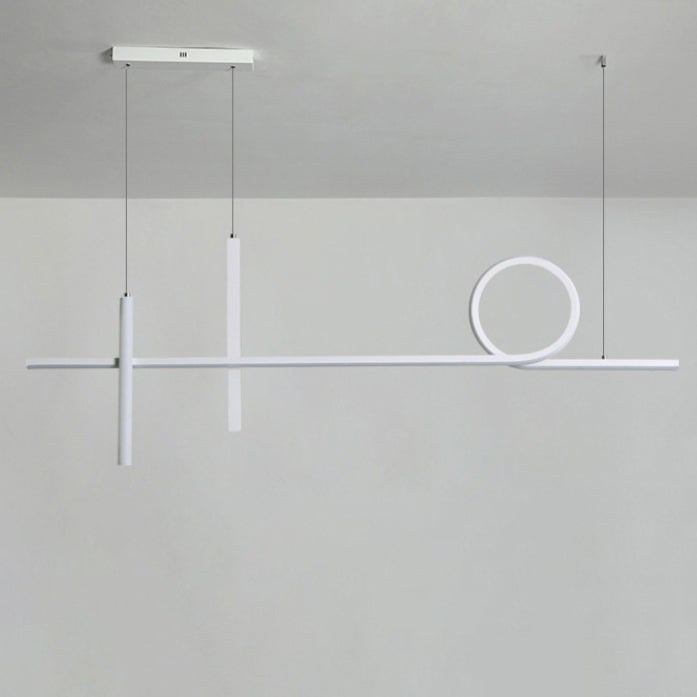 Modern Minimalist Long Strip Circle Acrylic Aluminum Iron LED Chandelier Island Light for Dining Room