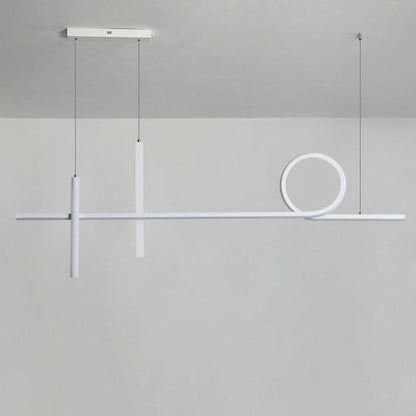 Modern Minimalist Long Strip Circle Acrylic Aluminum Iron LED Chandelier Island Light for Dining Room